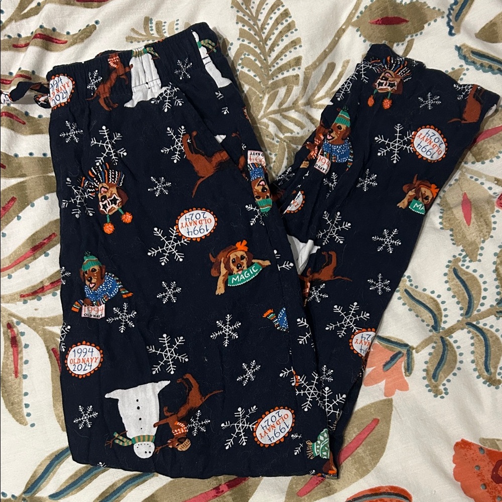Old Navy Blue Holiday Dog Print Pajama Pants M
